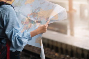 person holding map
