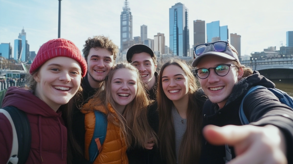 group of young adult travellers building connections