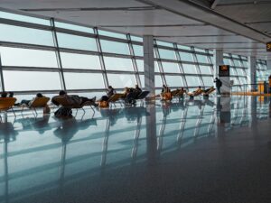 Waiting area at an airport gate